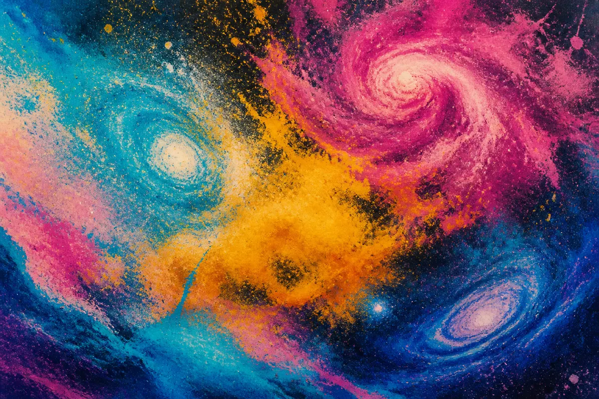 Pigment kozmos sa zlatnim listićima — AI Rigel