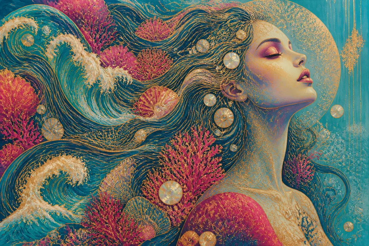 Ink ribbon dance — AI print art Rigel
