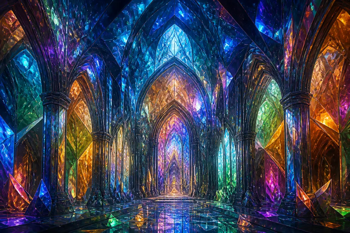 Sapphire ink cathedral — digitalna umjetnost Rigel