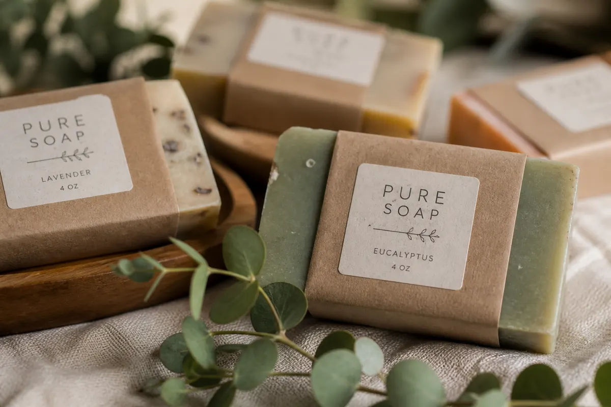 Etikete Pure Soap bar wraps — kraft look, Rigel