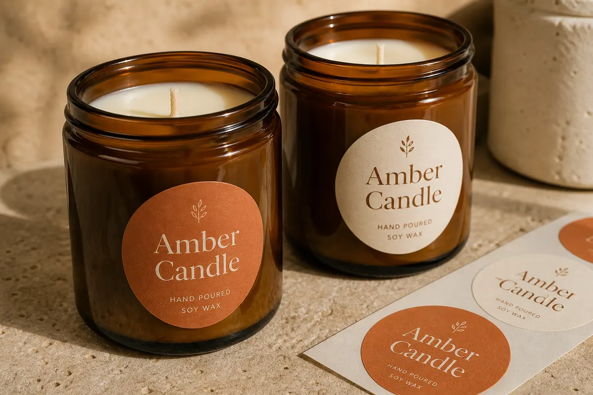 Samoljepljive etikete Amber Candle — round die-cut Rigel