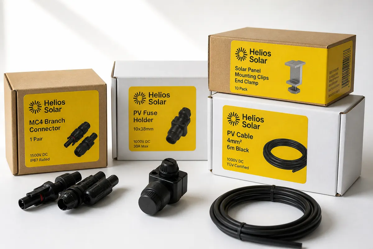 Etikete Helios Solar packs — tech product labels Rigel