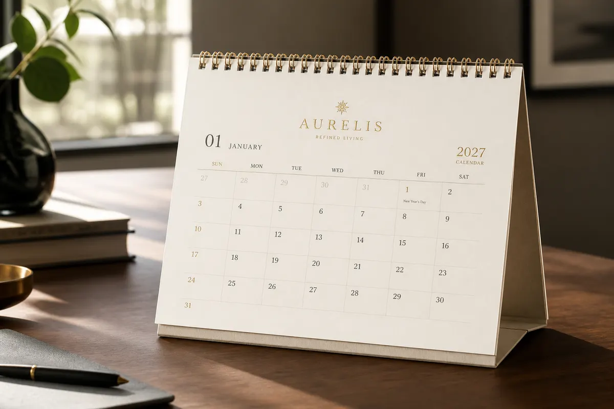 Stolni kalendar Nova Optika — clean layout Rigel