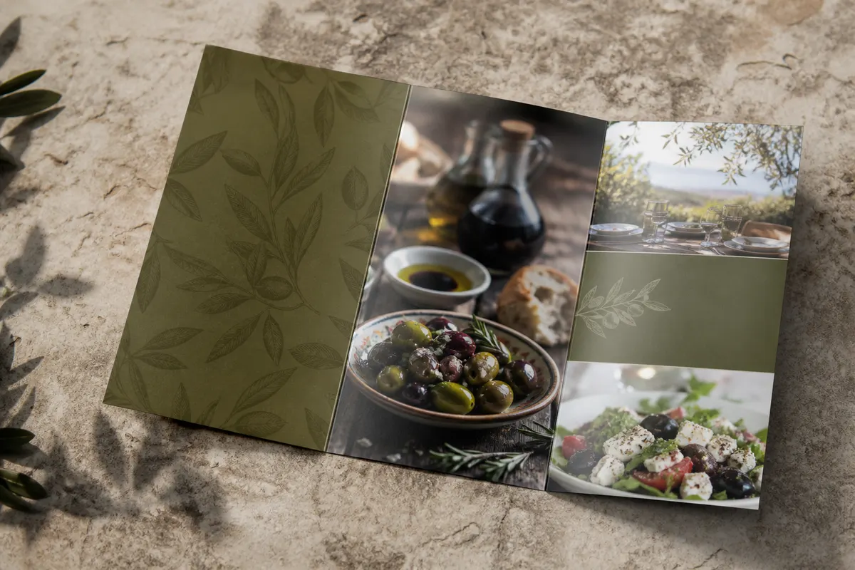 Presavijeni Terra Wine list — trifold Rigel