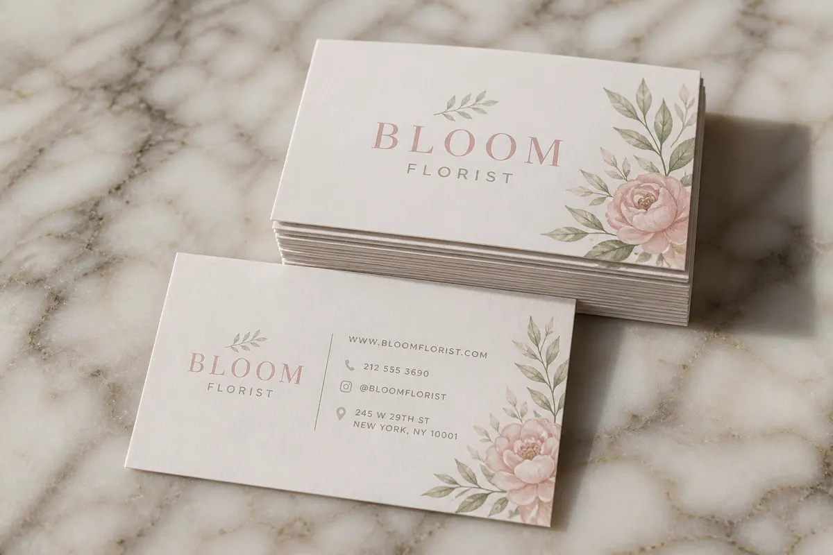 Vizit karte Bloom Florist — pastelni brand, digitalna štampa Ilidža