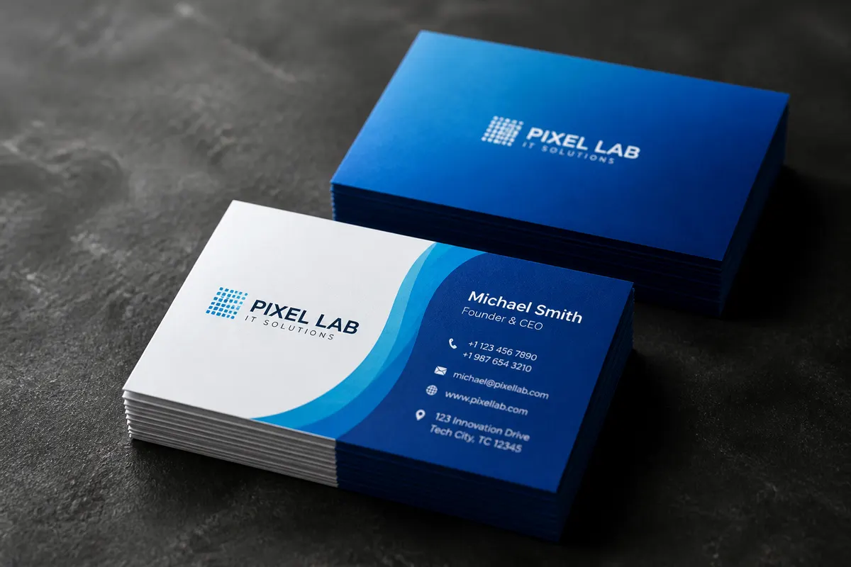 Vizit karte Pixel Lab — IT startup, moderni print Rigel