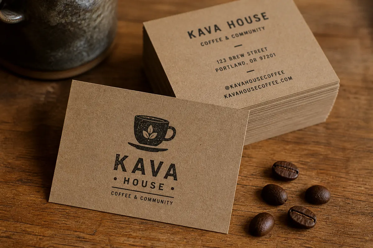 Vizit karte Kava House — coffee shop, kraft + stamp, Rigel