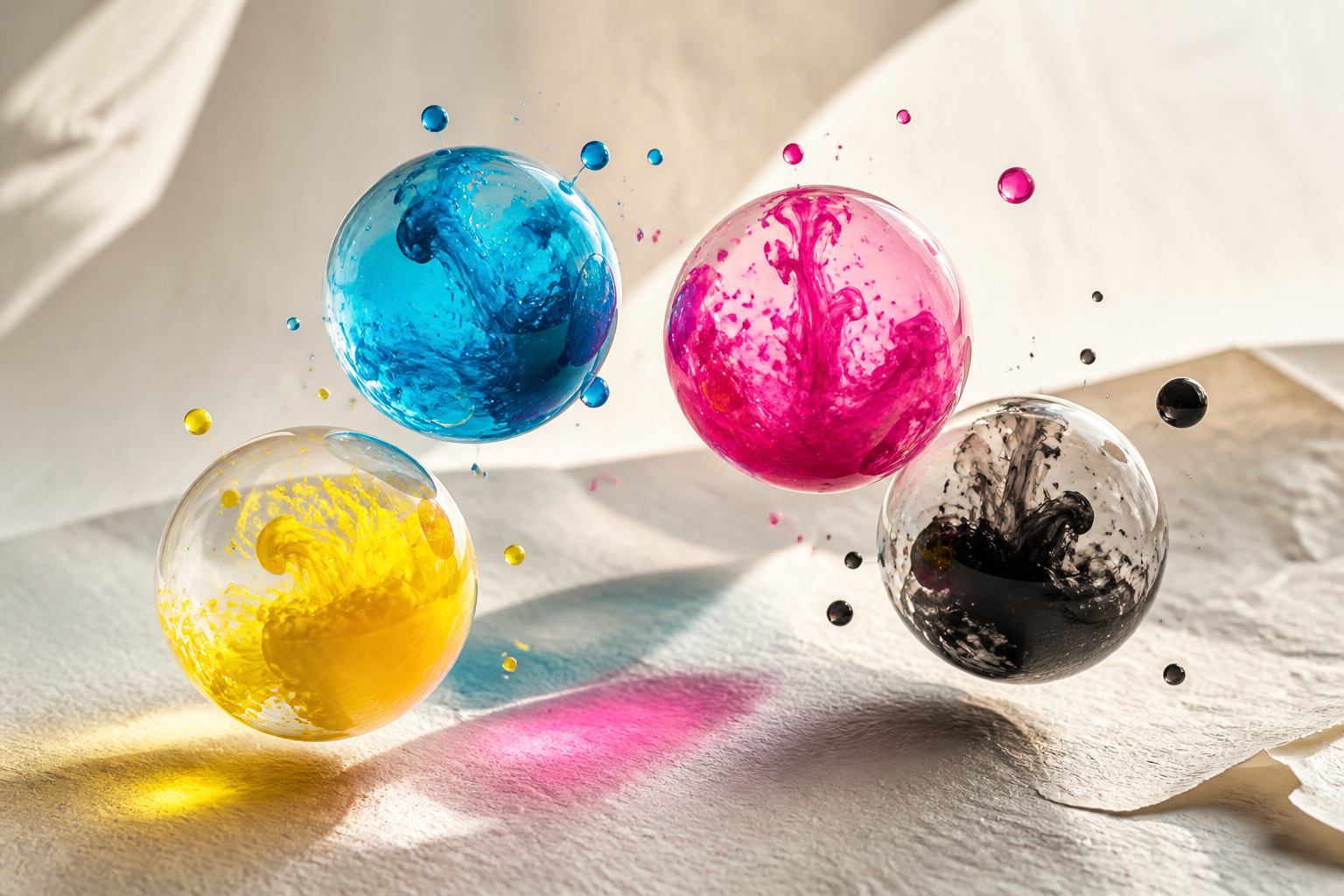 CMYK sfere na papiru — vizual inspiracija za digitalnu štampu i kolor management, Rigel