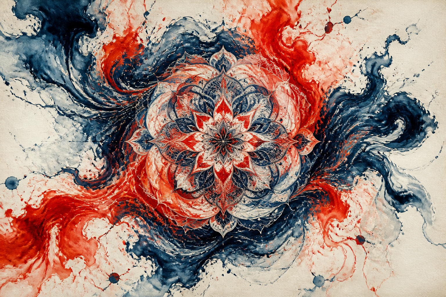 Mandala od tinte na papiru — umjetnički vizual za print i kaligrafiju, Rigel štamparija Ilidža