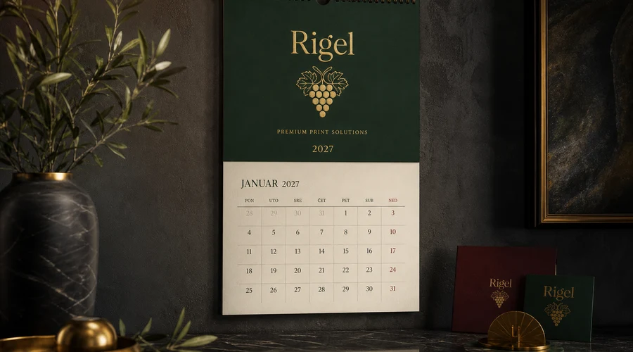 Zidni kalendar 2027 — 13 stranica, digitalna štampa Rigel Ilidža
